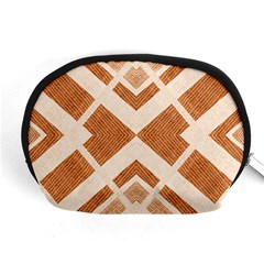 Fabric Textile Tan Beige Geometric Accessory Pouches (medium)  by Nexatart