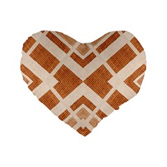 Fabric Textile Tan Beige Geometric Standard 16  Premium Flano Heart Shape Cushions by Nexatart