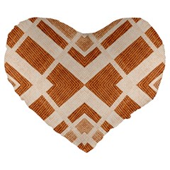 Fabric Textile Tan Beige Geometric Large 19  Premium Flano Heart Shape Cushions by Nexatart