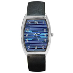 Fabric Texture Alternate Direction Barrel Style Metal Watch