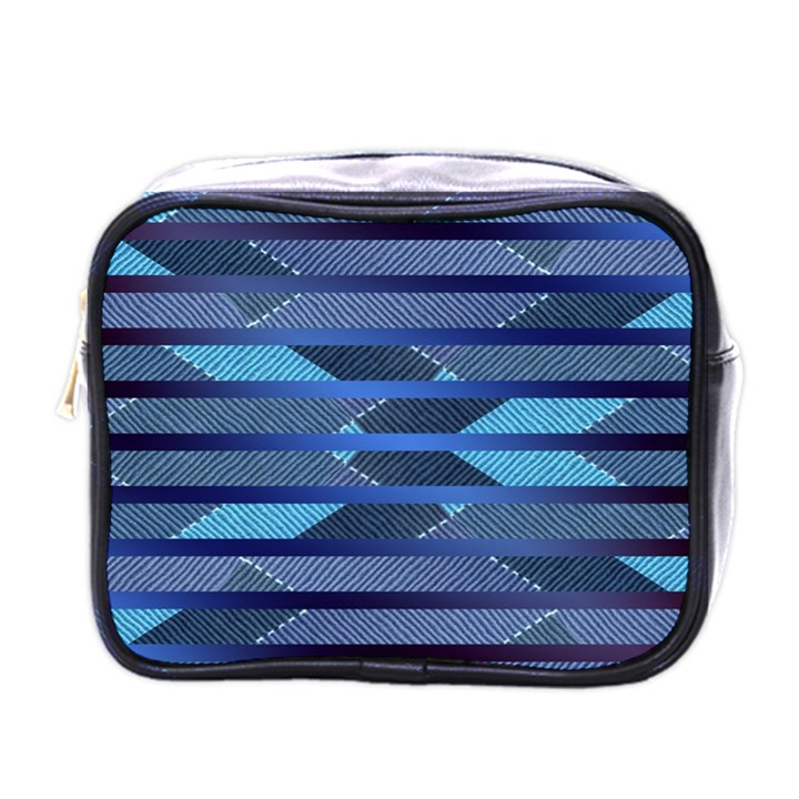 Fabric Texture Alternate Direction Mini Toiletries Bags