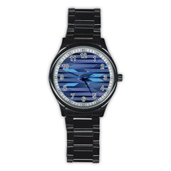 Fabric Texture Alternate Direction Stainless Steel Round Watch by Nexatart