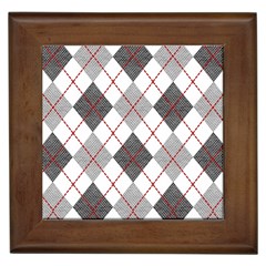 Fabric Texture Argyle Design Grey Framed Tiles