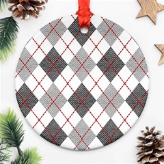 Fabric Texture Argyle Design Grey Ornament (round) by Nexatart