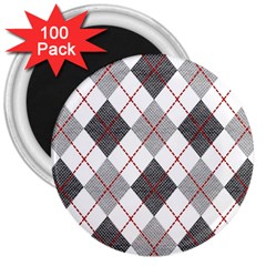 Fabric Texture Argyle Design Grey 3  Magnets (100 Pack)