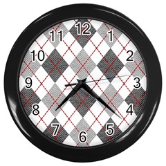 Fabric Texture Argyle Design Grey Wall Clocks (black) by Nexatart