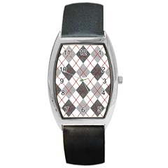 Fabric Texture Argyle Design Grey Barrel Style Metal Watch by Nexatart