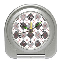 Fabric Texture Argyle Design Grey Travel Alarm Clocks by Nexatart