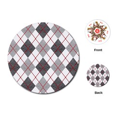 Fabric Texture Argyle Design Grey Playing Cards (round)  by Nexatart