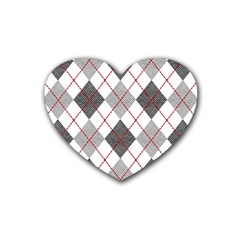 Fabric Texture Argyle Design Grey Rubber Coaster (heart)  by Nexatart