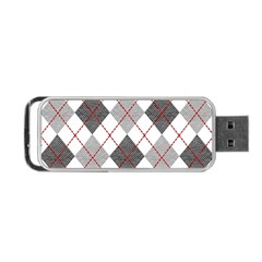 Fabric Texture Argyle Design Grey Portable Usb Flash (two Sides) by Nexatart