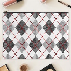 Fabric Texture Argyle Design Grey Cosmetic Bag (xxxl)  by Nexatart