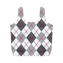 Fabric Texture Argyle Design Grey Full Print Recycle Bags (m)  by Nexatart