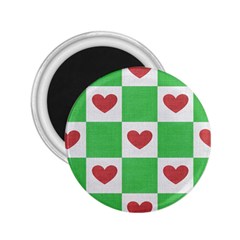 Fabric Texture Hearts Checkerboard 2 25  Magnets