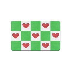 Fabric Texture Hearts Checkerboard Magnet (name Card) by Nexatart