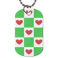 Fabric Texture Hearts Checkerboard Dog Tag (one Side) by Nexatart