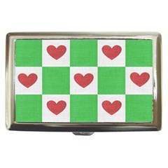 Fabric Texture Hearts Checkerboard Cigarette Money Cases by Nexatart