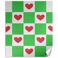 Fabric Texture Hearts Checkerboard Canvas 8  X 10 