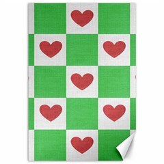 Fabric Texture Hearts Checkerboard Canvas 12  X 18   by Nexatart