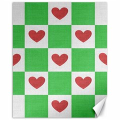 Fabric Texture Hearts Checkerboard Canvas 16  X 20  