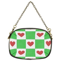 Fabric Texture Hearts Checkerboard Chain Purses (two Sides)  by Nexatart