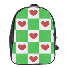 Fabric Texture Hearts Checkerboard School Bags(large) 