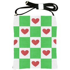 Fabric Texture Hearts Checkerboard Shoulder Sling Bags by Nexatart