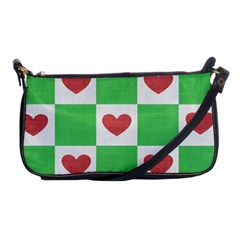 Fabric Texture Hearts Checkerboard Shoulder Clutch Bags by Nexatart