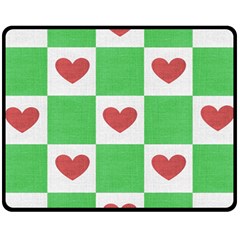 Fabric Texture Hearts Checkerboard Fleece Blanket (medium)  by Nexatart