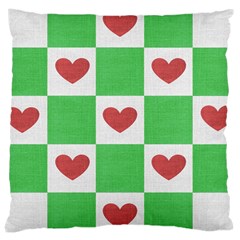 Fabric Texture Hearts Checkerboard Large Cushion Case (two Sides) by Nexatart