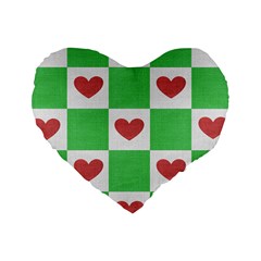 Fabric Texture Hearts Checkerboard Standard 16  Premium Heart Shape Cushions by Nexatart