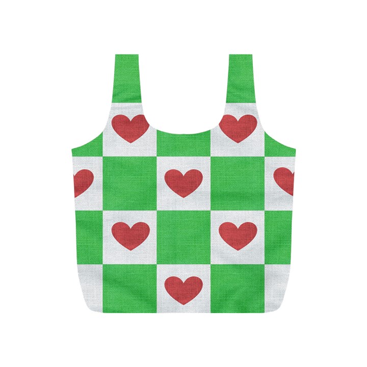 Fabric Texture Hearts Checkerboard Full Print Recycle Bags (S) 