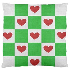 Fabric Texture Hearts Checkerboard Large Flano Cushion Case (one Side) by Nexatart