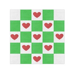 Fabric Texture Hearts Checkerboard Small Satin Scarf (square) by Nexatart