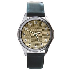 Fashion Style Glass Pattern Round Metal Watch