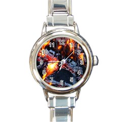 Fire Embers Flame Heat Flames Hot Round Italian Charm Watch by Nexatart