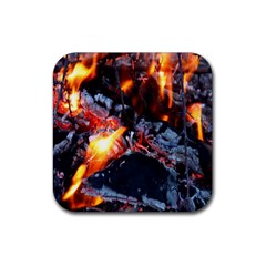 Fire Embers Flame Heat Flames Hot Rubber Coaster (square)  by Nexatart