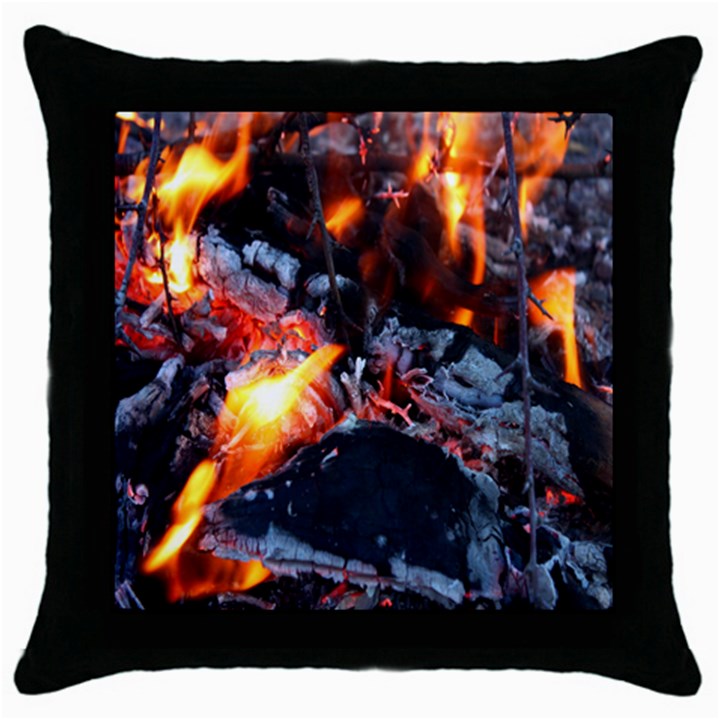 Fire Embers Flame Heat Flames Hot Throw Pillow Case (Black)