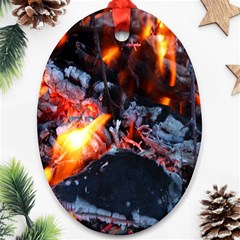 Fire Embers Flame Heat Flames Hot Oval Ornament (two Sides) by Nexatart