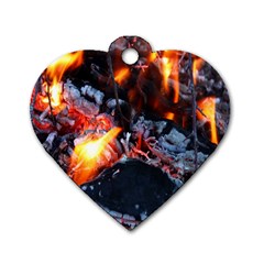 Fire Embers Flame Heat Flames Hot Dog Tag Heart (two Sides) by Nexatart