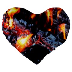 Fire Embers Flame Heat Flames Hot Large 19  Premium Flano Heart Shape Cushions by Nexatart