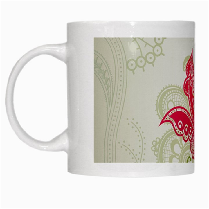 Floral Pattern Background White Mugs