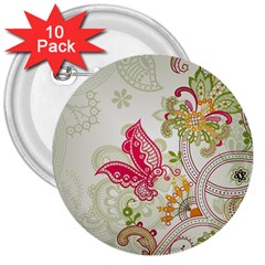 Floral Pattern Background 3  Buttons (10 Pack)  by Nexatart