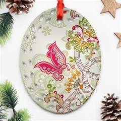 Floral Pattern Background Oval Filigree Ornament (two Sides) by Nexatart