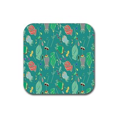 Floral Elegant Background Rubber Coaster (Square) 