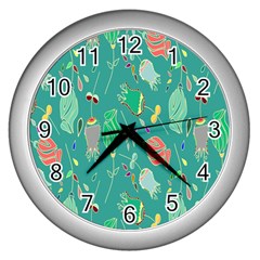 Floral Elegant Background Wall Clocks (Silver) 