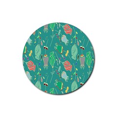 Floral Elegant Background Rubber Round Coaster (4 pack) 