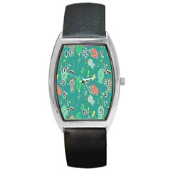 Floral Elegant Background Barrel Style Metal Watch by Nexatart