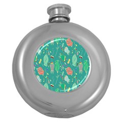 Floral Elegant Background Round Hip Flask (5 oz)