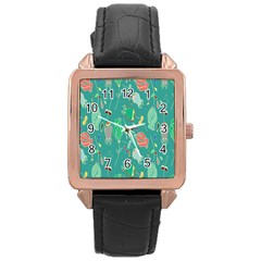 Floral Elegant Background Rose Gold Leather Watch  by Nexatart